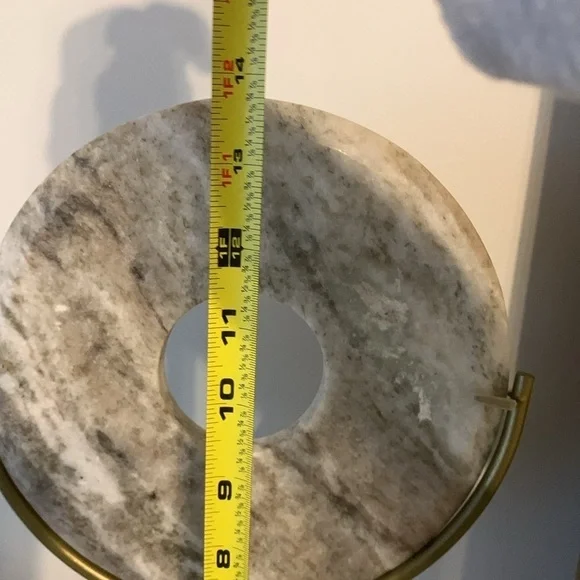 Marble Disc Decorative Object - gold metal base shelf decoration MCM elegant - Picture 5 of 11